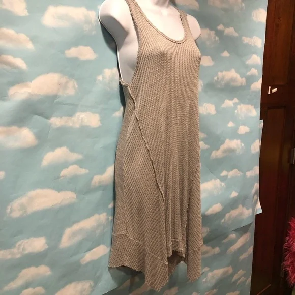 Hippie Love Gray Tank Dress, Soft Comfy Waffle Weave Boho Tank Dress!! - Picture 2 of 10